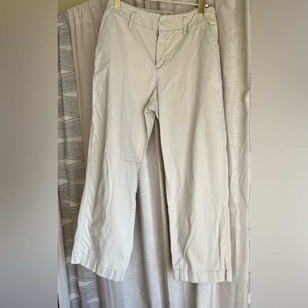 A New Day Cream Wide Leg Pants Size 8 Stretch Ankle Length